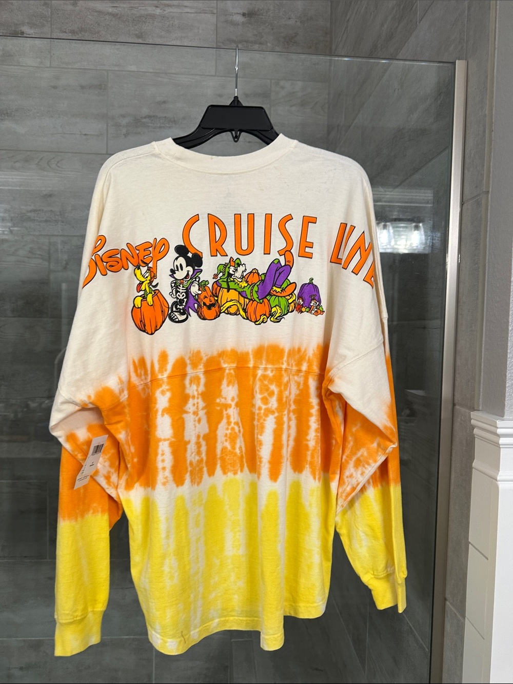 NEW Disney Tie-Dye Disney Halloween Long Sleeve Sweatshirt - Orange & Yellow
